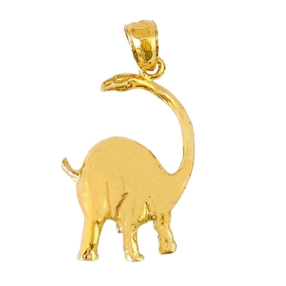 14K Yellow Gold Brontosaurus Dinosaur Pendant
