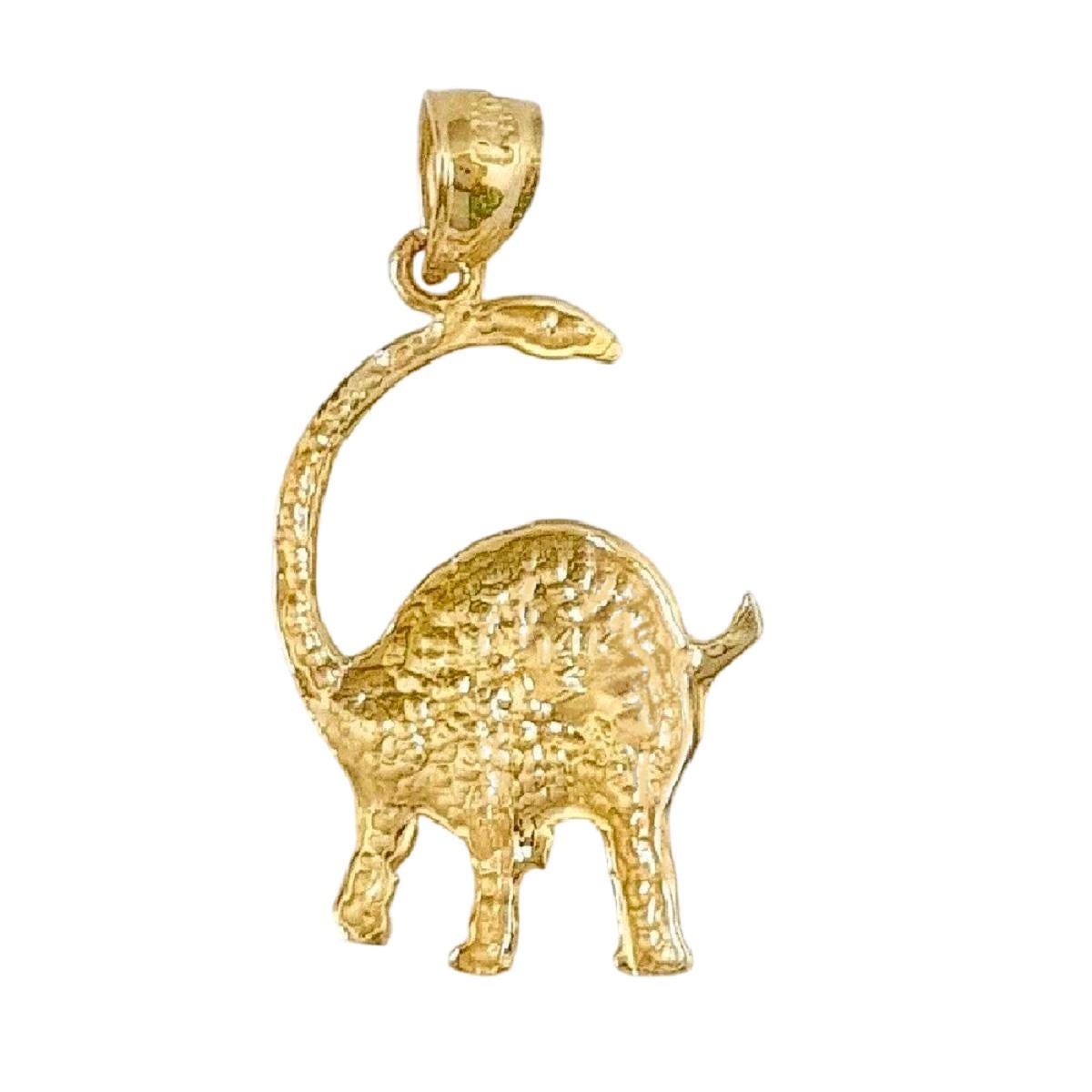 14K Yellow Gold Brontosaurus Dinosaur Pendant