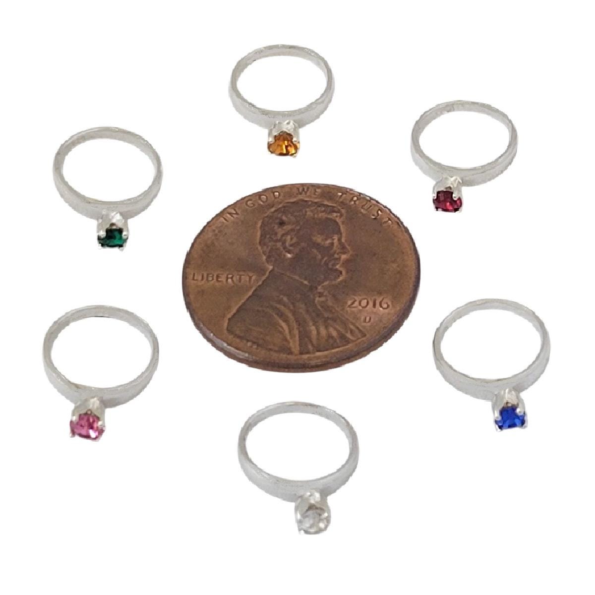 Sterling Silver Birthstone Ring Pendant Charm w/ Colored CZ Stone or Pearl