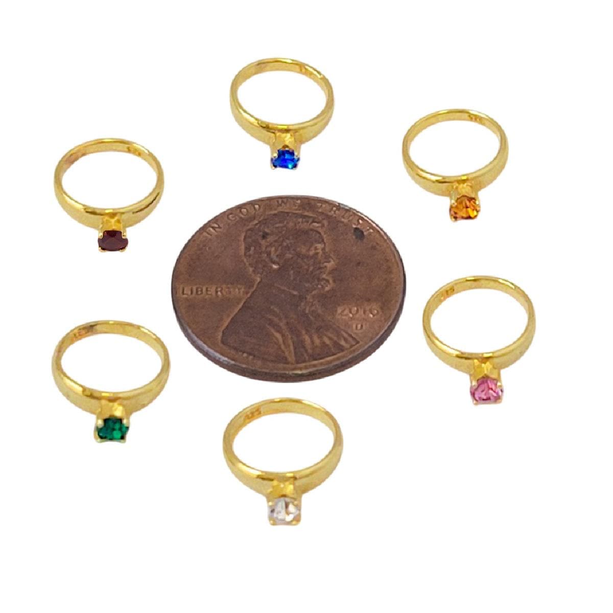 Sterling Silver Yellow Gold Plated Ring Pendant Charm w/ Birthstone Monthly-Colored CZ Stone or Pearl