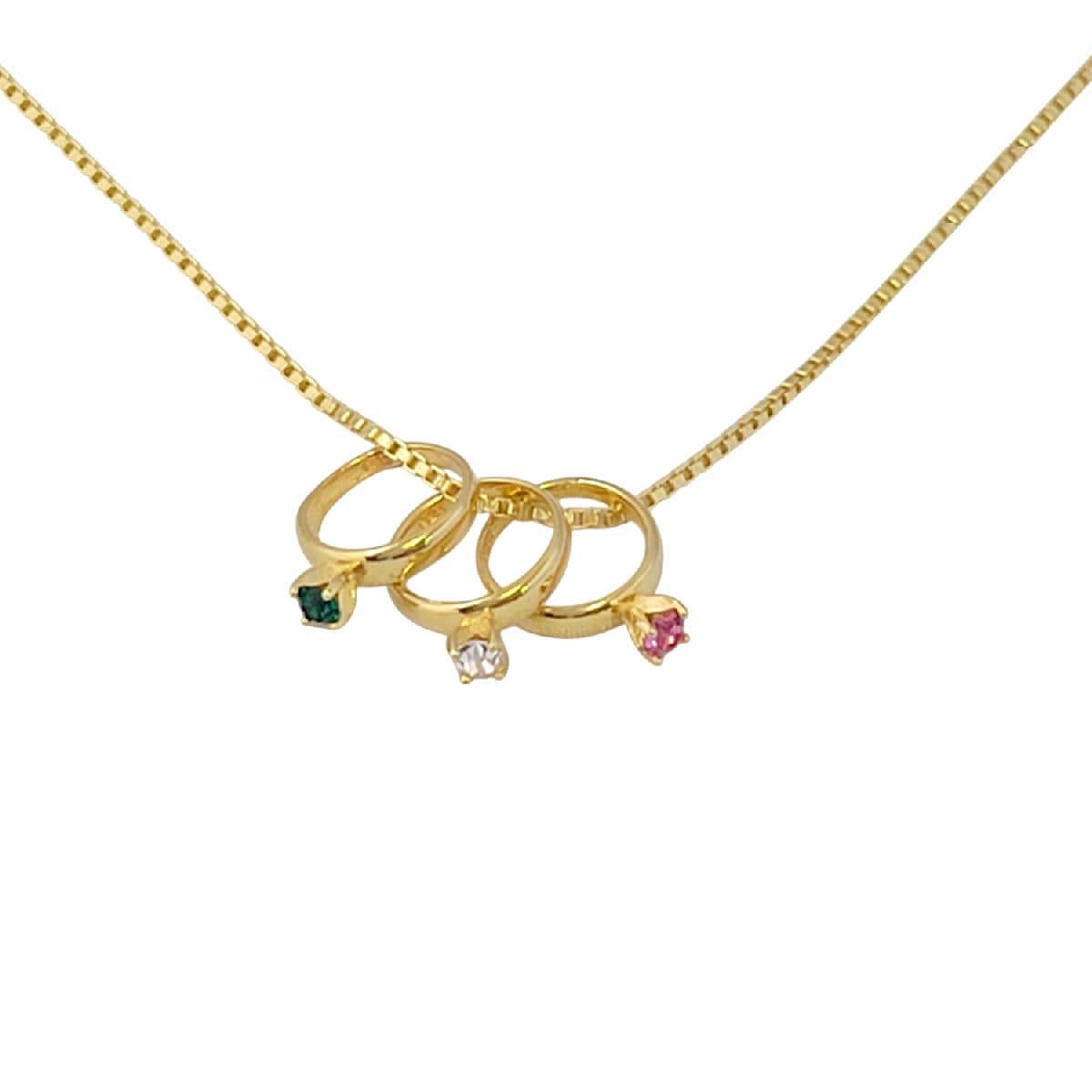 Sterling Silver Yellow Gold Plated Ring Pendant Charm w/ Birthstone Monthly-Colored CZ Stone or Pearl