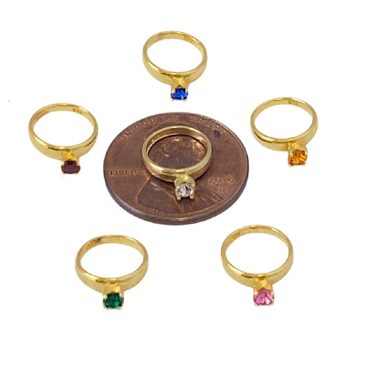 Sterling Silver Yellow Gold Plated Ring Pendant Charm w/ Birthstone Monthly-Colored CZ Stone or Pearl