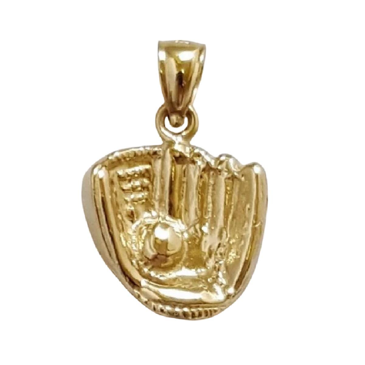 14k Yellow Gold Baseball Mitt Glove with Ball Pendant