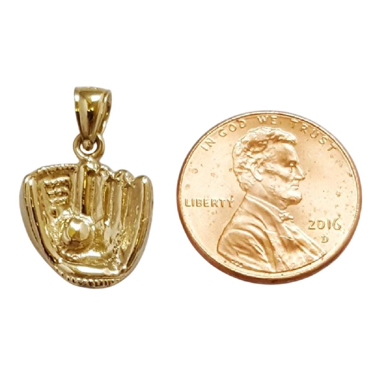 14k Yellow Gold Baseball Mitt Glove with Ball Pendant