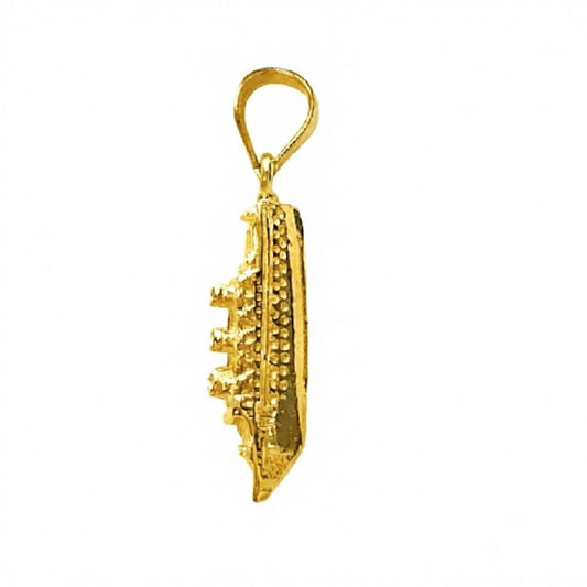 14K Yellow Gold Cruise Ship 3D Solid Pendant
