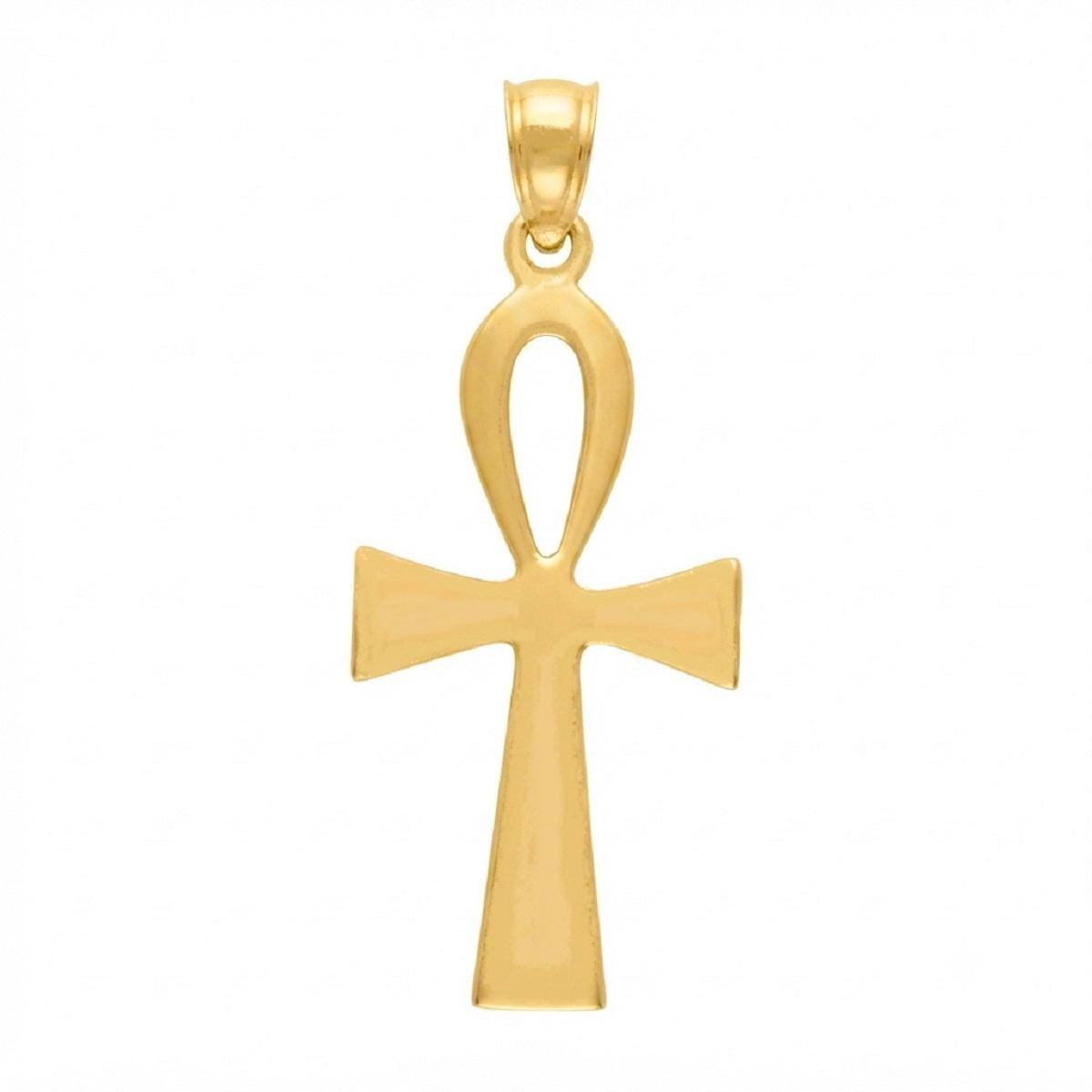 14K Yellow Gold Ankh Cross Pendant