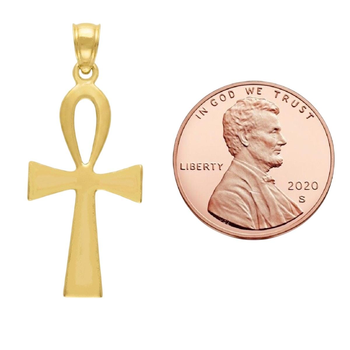 14K Yellow Gold Ankh Cross Pendant