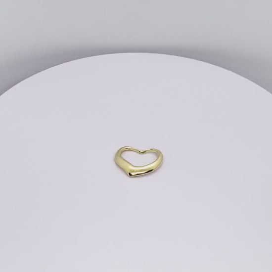 Sterling Silver Yellow Gold Plated High Polished  Classic Valentine Floating Heart Pendant