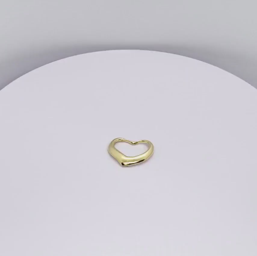 Sterling Silver Yellow Gold Plated High Polished  Classic Valentine Floating Heart Pendant