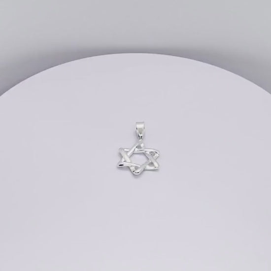 925 Sterling Silver Necklace w/ Star of David 3D (3 Dimensional) Pendant Charm