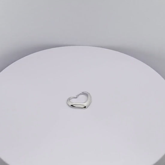 Sterling Silver High Polished  Classic Valentine Floating Heart Pendant Charm